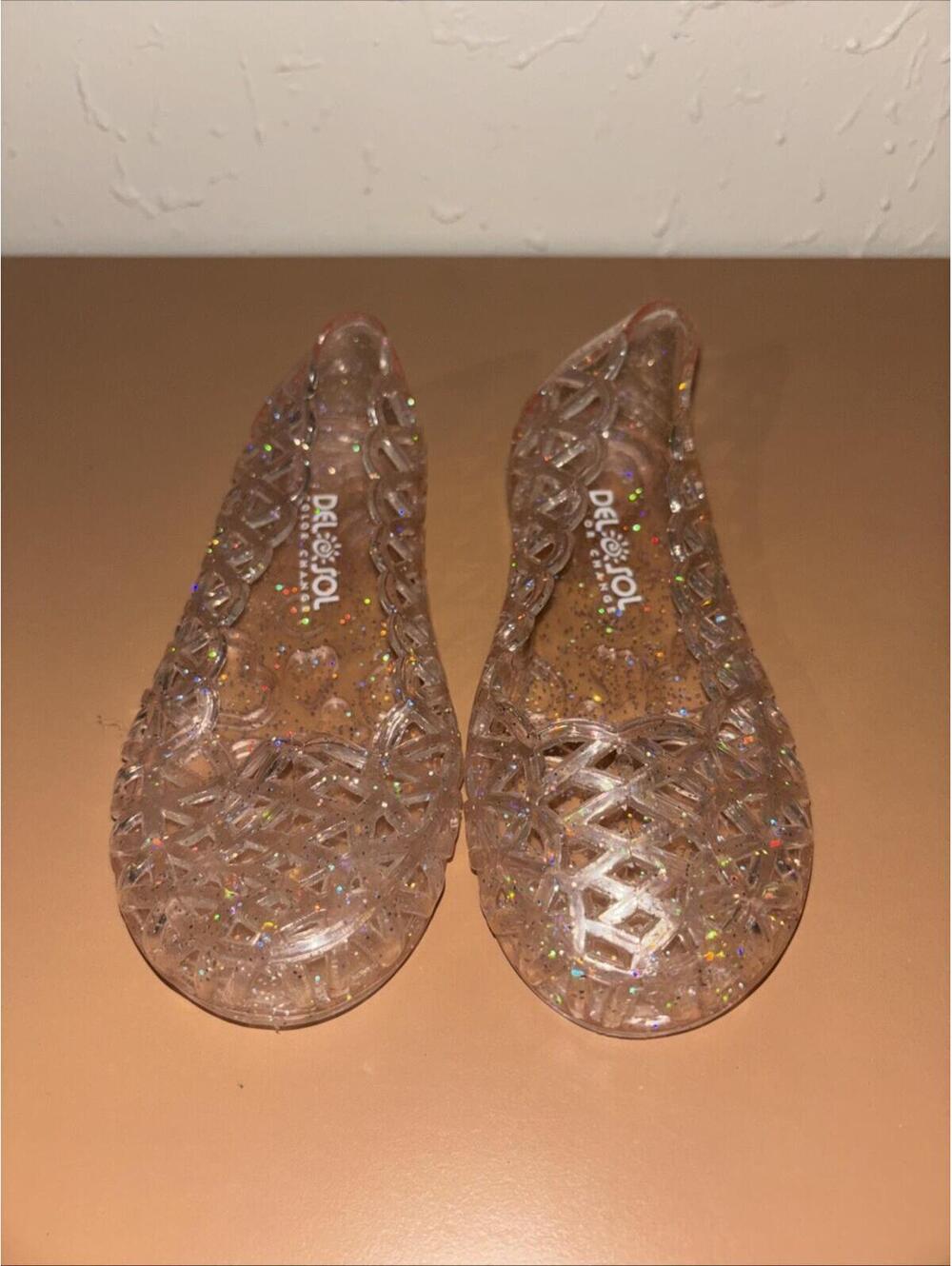 Del Sol Color Change Glitter Jelly Flats Kids Shoes Sandals (C3)